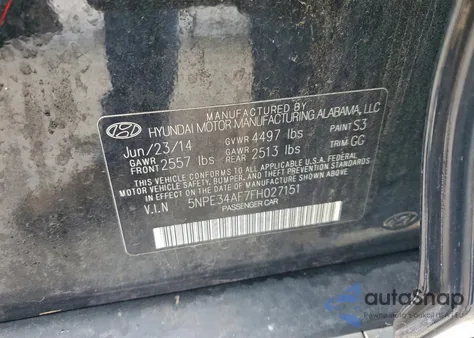 2015 Hyundai Sonata Sport from USA, damaged, VIN 5NPE34AF7FH027151